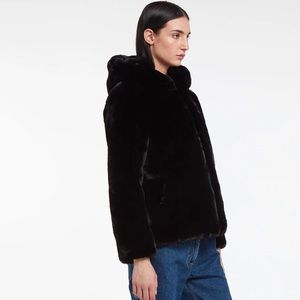 LIKE NEW - Apparis black hooded faux fur jacket